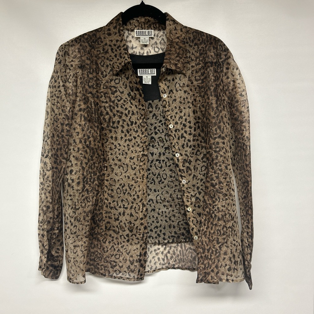 Robbie Bee Black and Tan Silk Top
